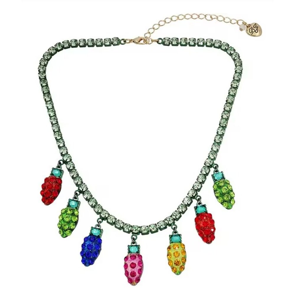 Betsey Johnson Retro Christmas Bling StringLights Statement Necklace NWT